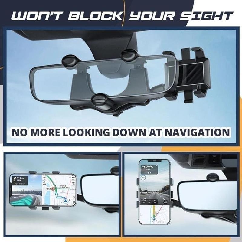 Rearview Mirror Phone Holder For Car Rotatable And Retractable Car Phone Holder Multifunctional 360 Rear View Mirror Phone Holder Suitable For All Mobile Phones And All Car - Image 8
