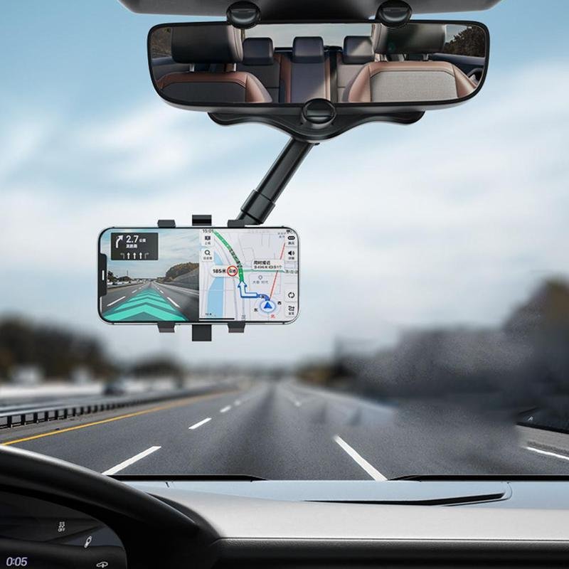 Rearview Mirror Phone Holder For Car Rotatable And Retractable Car Phone Holder Multifunctional 360 Rear View Mirror Phone Holder Suitable For All Mobile Phones And All Car - Image 5