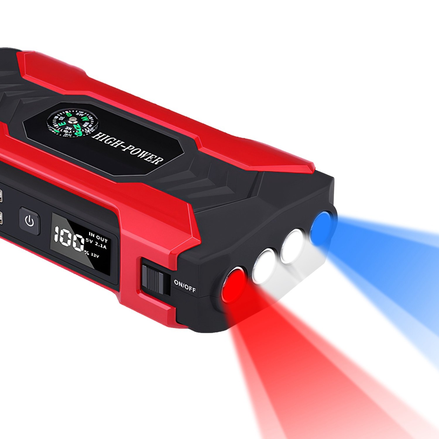 Car Jump Starter Booster 800A Peak 28000mAh 12V Battery Charger Up To 6.0L Gas Or 3.0L Diesel Engine With LCD Screen 4 Modes LED Flashlight - Image 3