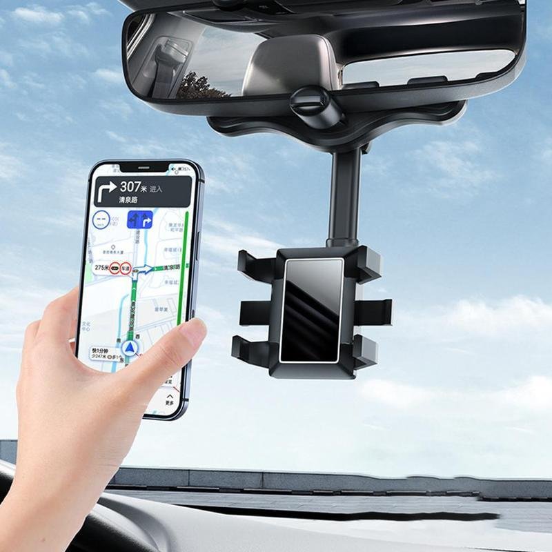 Rearview Mirror Phone Holder For Car Rotatable And Retractable Car Phone Holder Multifunctional 360 Rear View Mirror Phone Holder Suitable For All Mobile Phones And All Car - Image 3